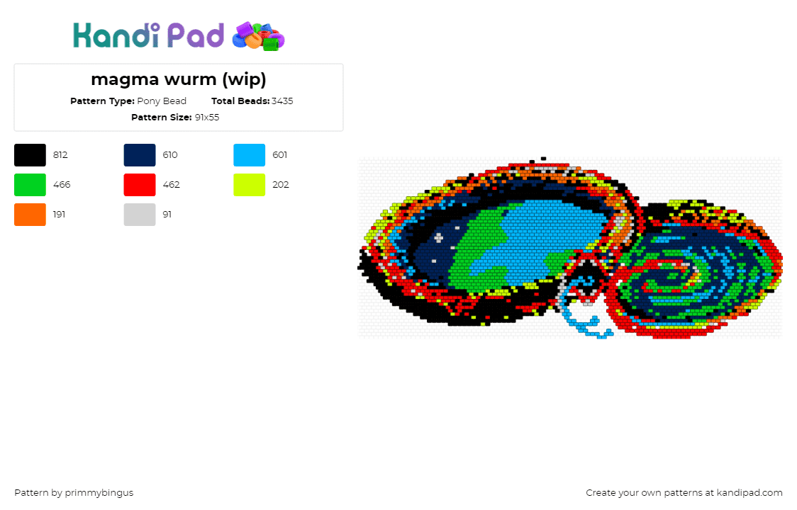 Jormungandr - Pony Bead Pattern by primmybingus on Kandi Pad - 