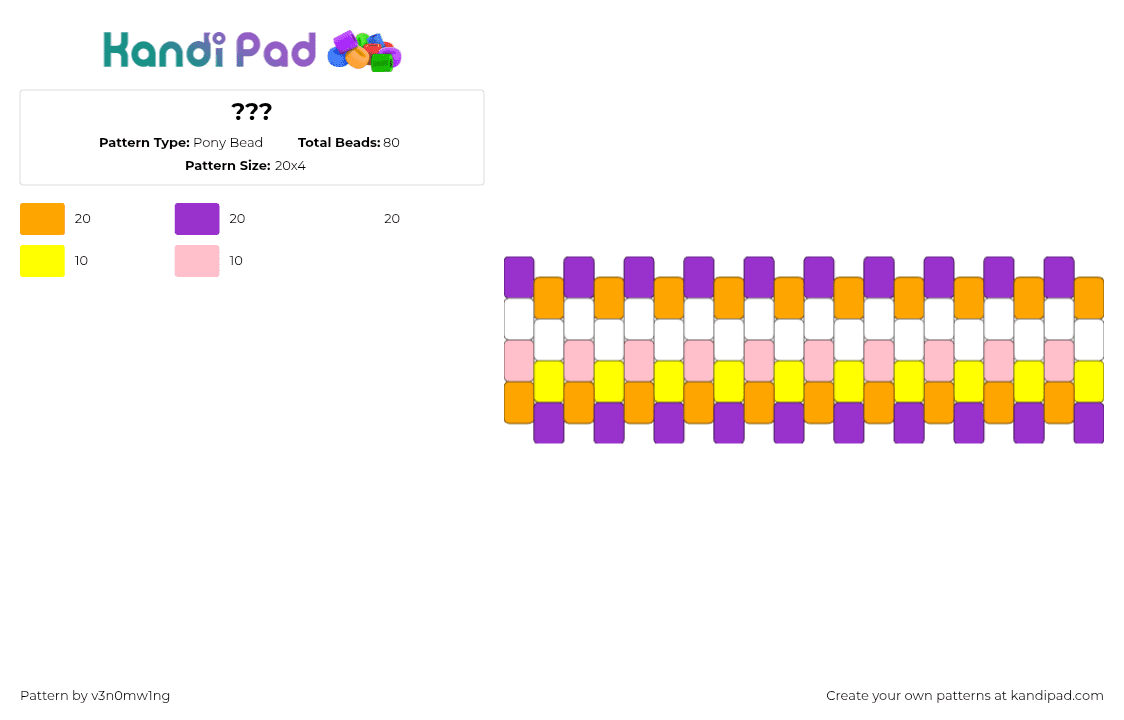 ??? - Pony Bead Pattern by v3n0mw1ng on Kandi Pad - random,sipper,cuff,purple,orange