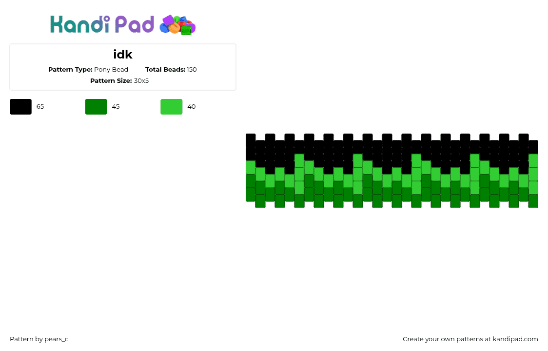 idk dude - Pony Bead Pattern by manimpregnator22 on Kandi Pad - zig zag,monitor,slime,cuff,green,black