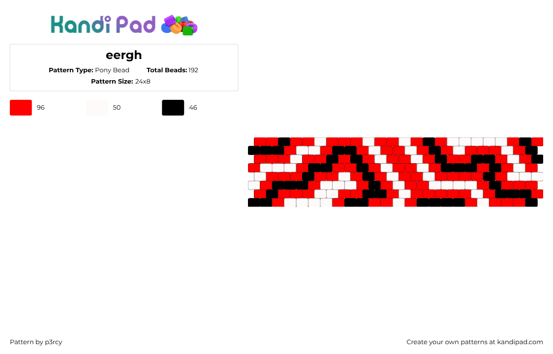eergh - Pony Bead Pattern by deleted_user_100341 on Kandi Pad - swirls,random,cuff,black,red,white