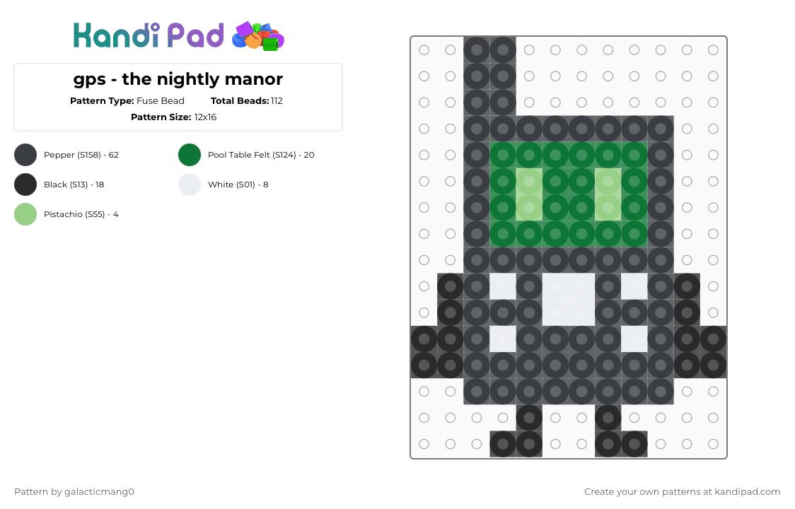 gps - the nightly manor - Fuse Bead Pattern by t0ph4t on Kandi Pad - black,green,the nightly manor,the nightly manor object show,gps the nightly manor,object show