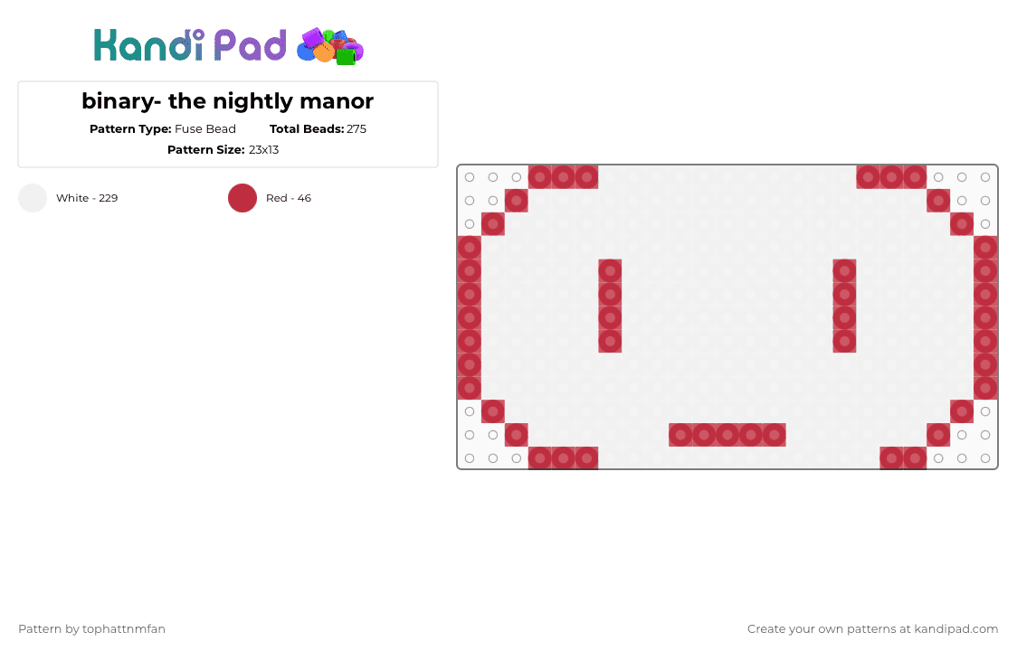 binary- the nightly manor - Fuse Bead Pattern by t0ph4t on Kandi Pad - binary, binary the nightly manor, object show, object show community, the nightly manor, the nightly manor object show, white