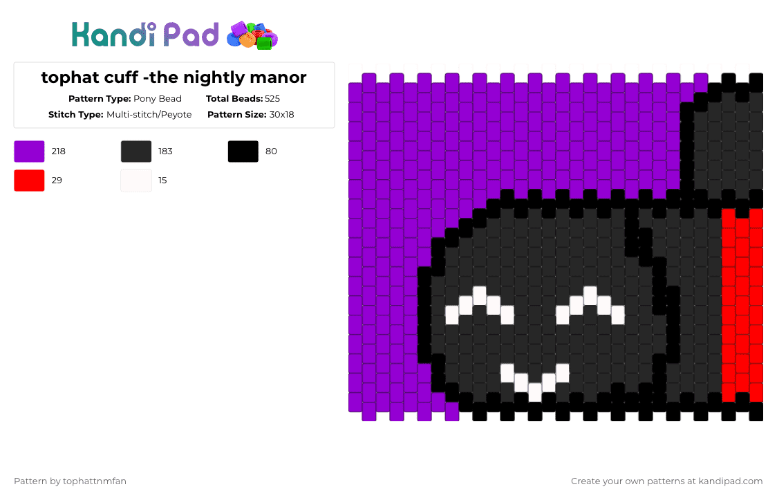 tophat pannel-the nightly manor - Pony Bead Pattern by t0ph4t on Kandi Pad - object show, object show community, purple, the nightly manor, the nightly manor object show, tophat the nightly manor