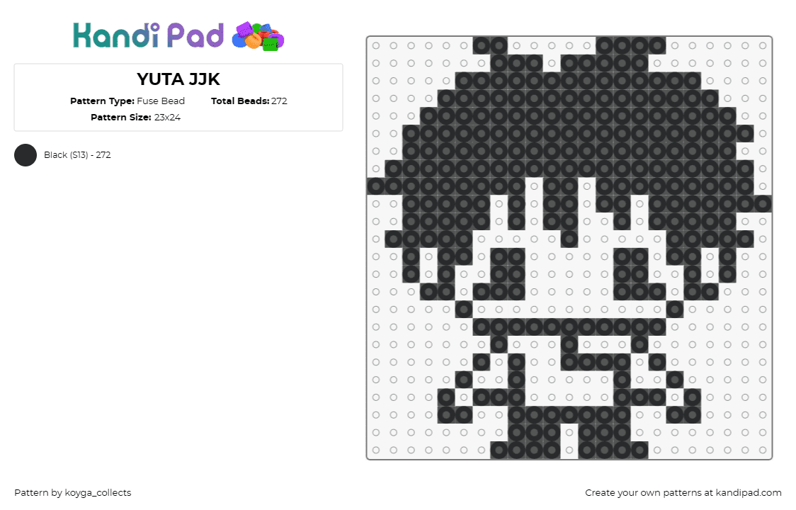 YUTA JJK - Fuse Bead Pattern by koyga_collects on Kandi Pad - yuta okkotsu,jujutsu kaisen,anime,character,sorcerer,manga,otaku,protagonist,bla