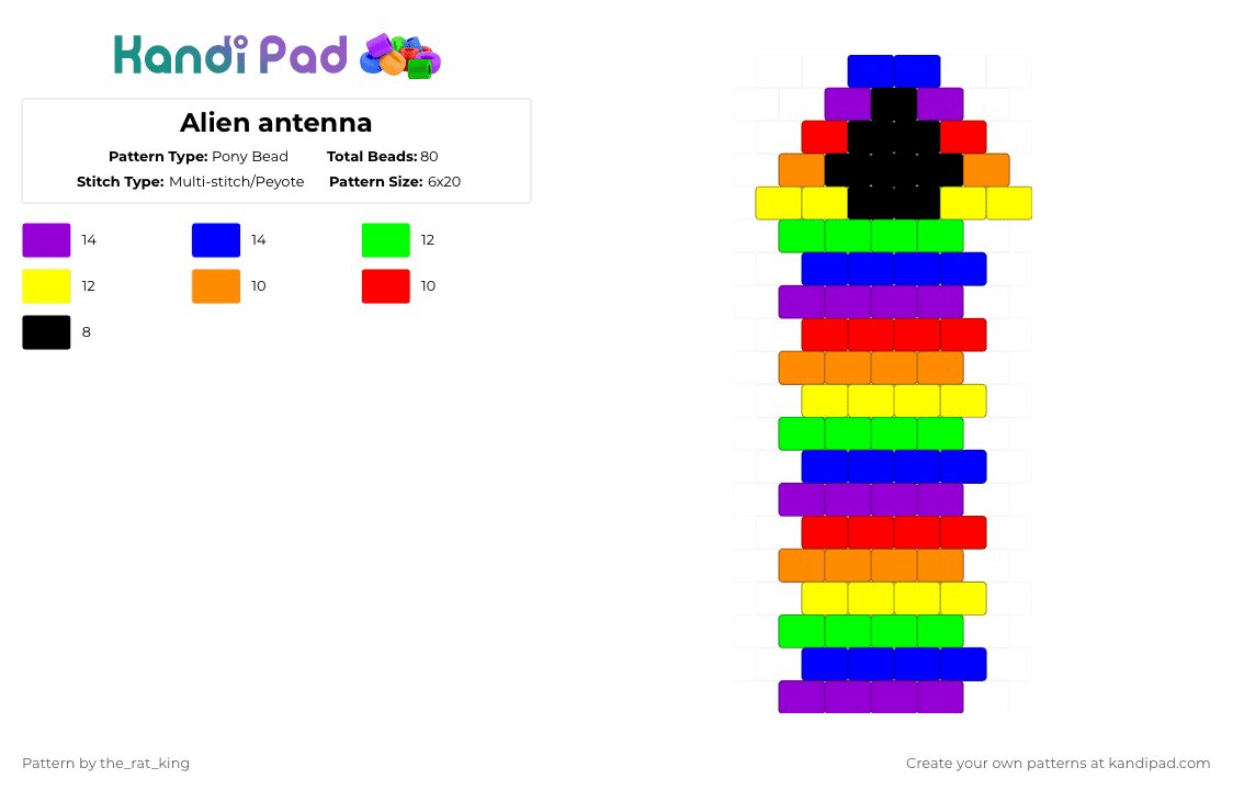 Alien antenna - Pony Bead Pattern by the_rat_king on Kandi Pad - purple,alien,antenna,alien antenna