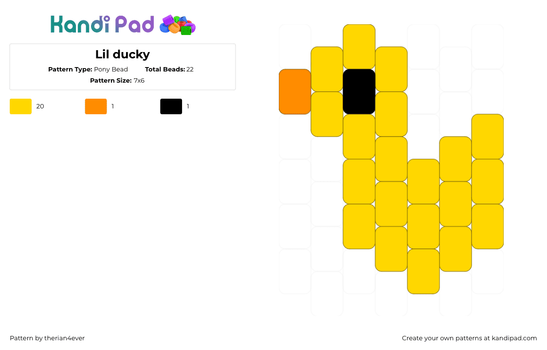 Lil ducky - Pony Bead Pattern by therian4ever on Kandi Pad - 