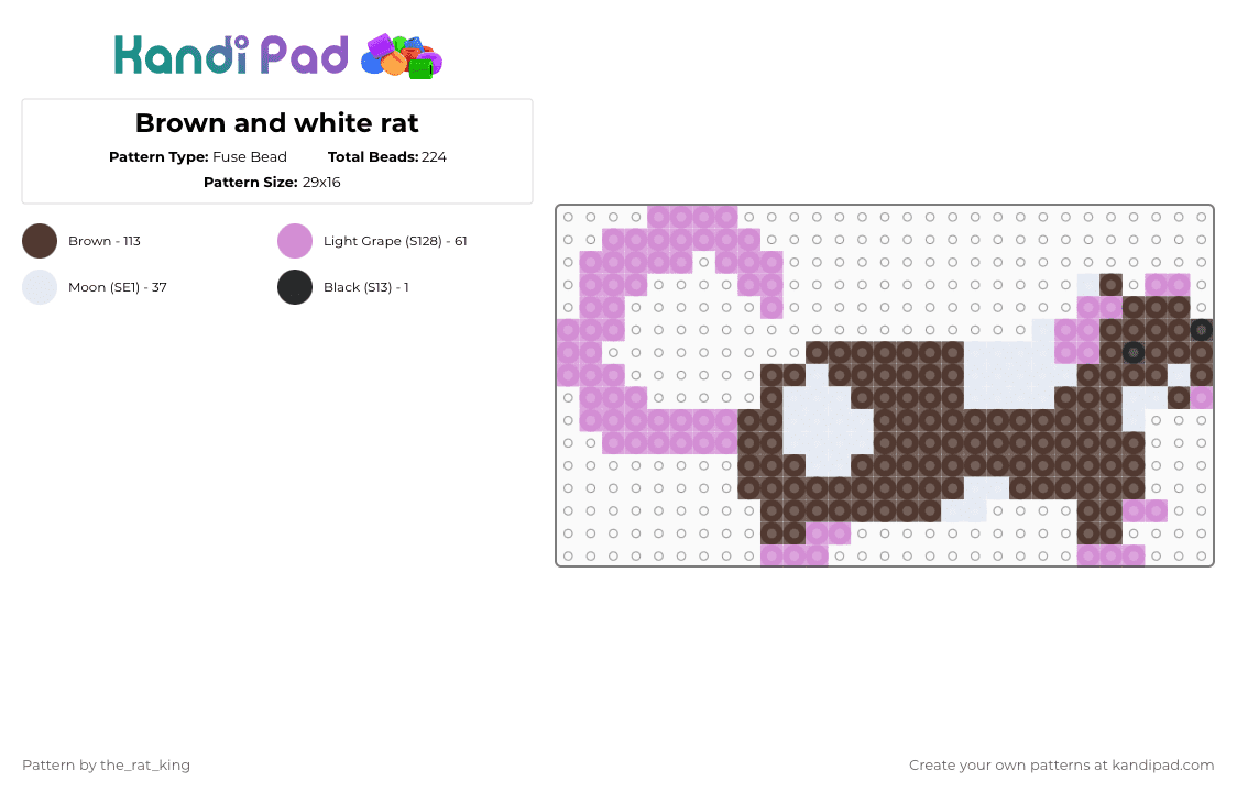 Brown and white rat - Fuse Bead Pattern by the_rat_king on Kandi Pad - brown,pink