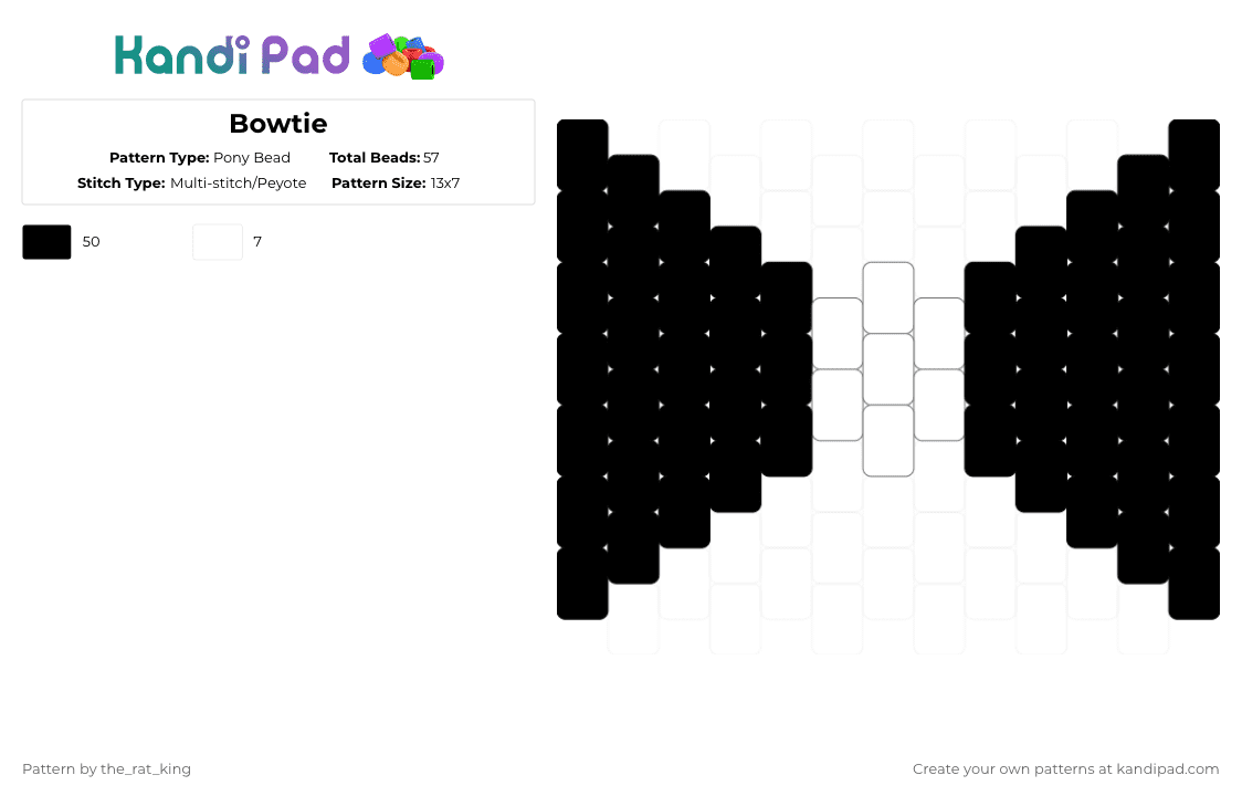 Bowtie - Pony Bead Pattern by the_rat_king on Kandi Pad - black,bowtie