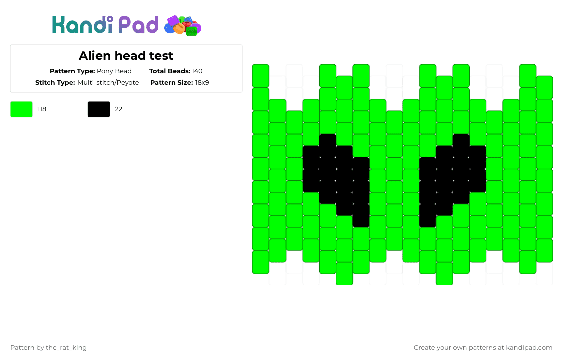 Alien head test - Pony Bead Pattern by the_rat_king on Kandi Pad - 