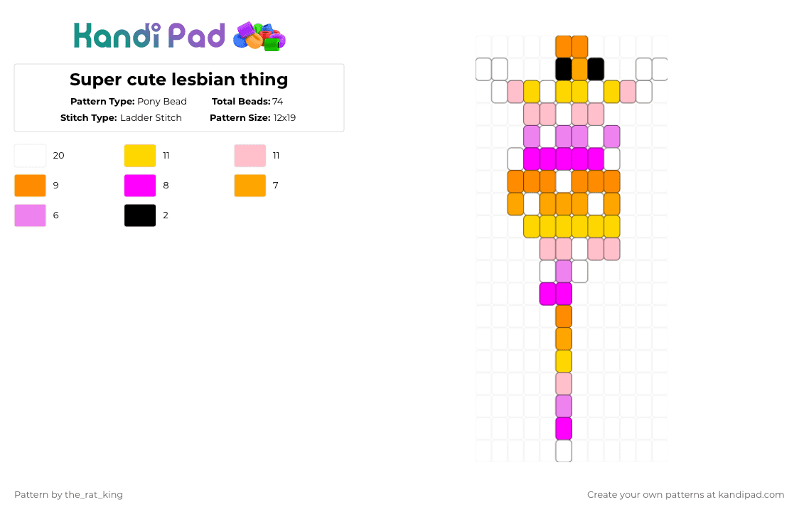 Super cute lesbian thing - Pony Bead Pattern by the_rat_king on Kandi Pad - pink