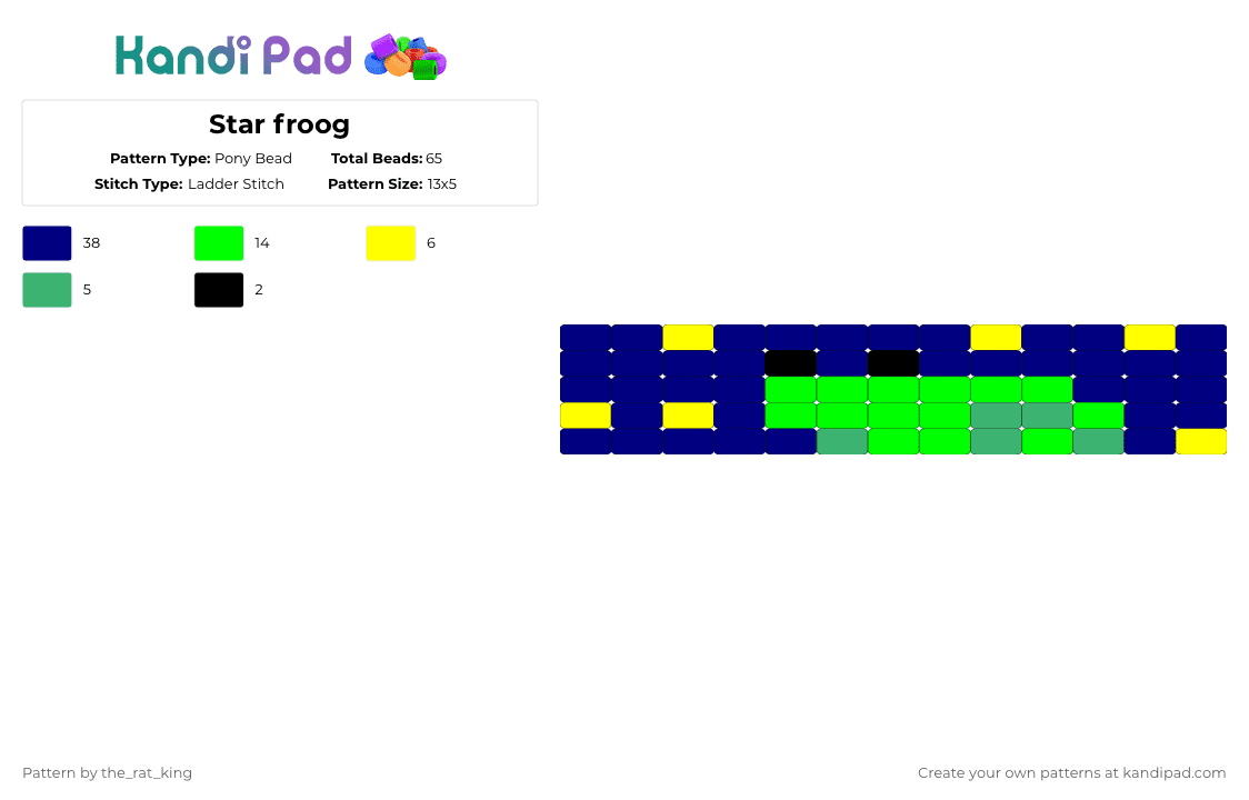 Star froog - Pony Bead Pattern by the_rat_king on Kandi Pad - purple,frog,cute,stars,night