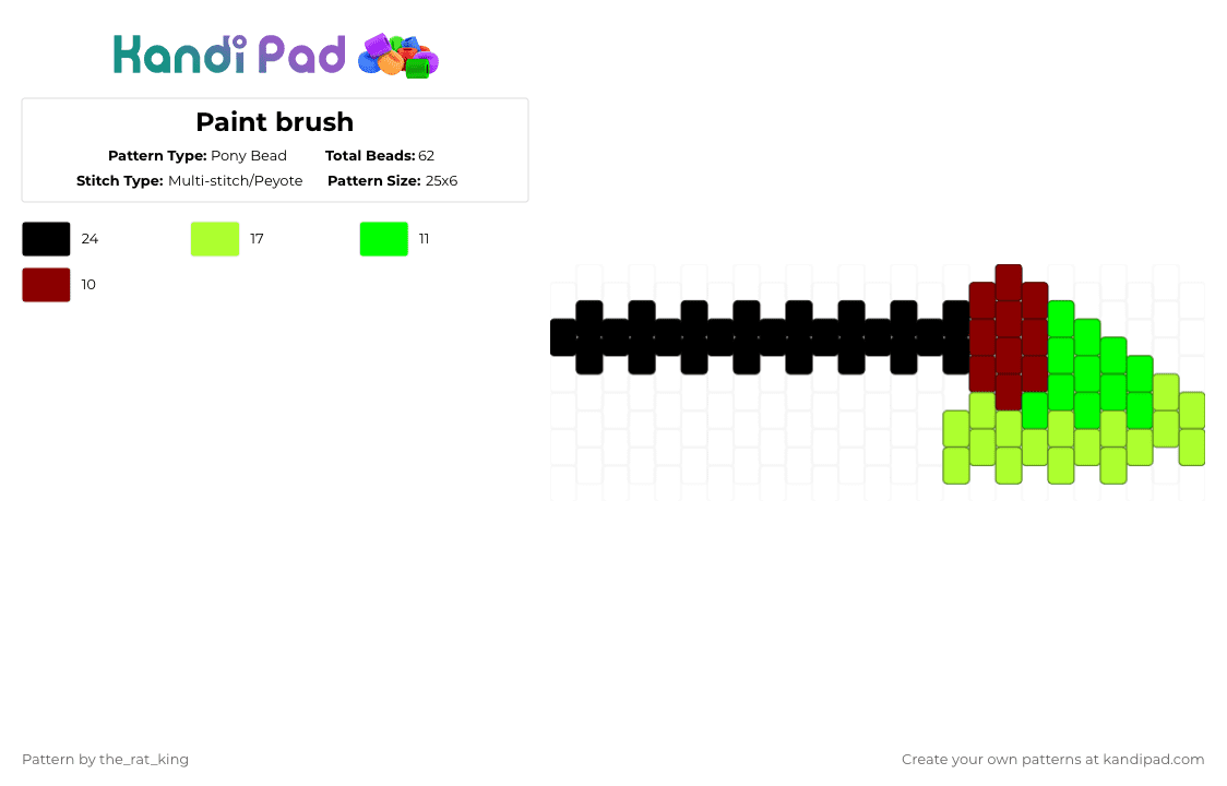 Paint brush - Pony Bead Pattern by the_rat_king on Kandi Pad - red,green,cotdcraftsupplies