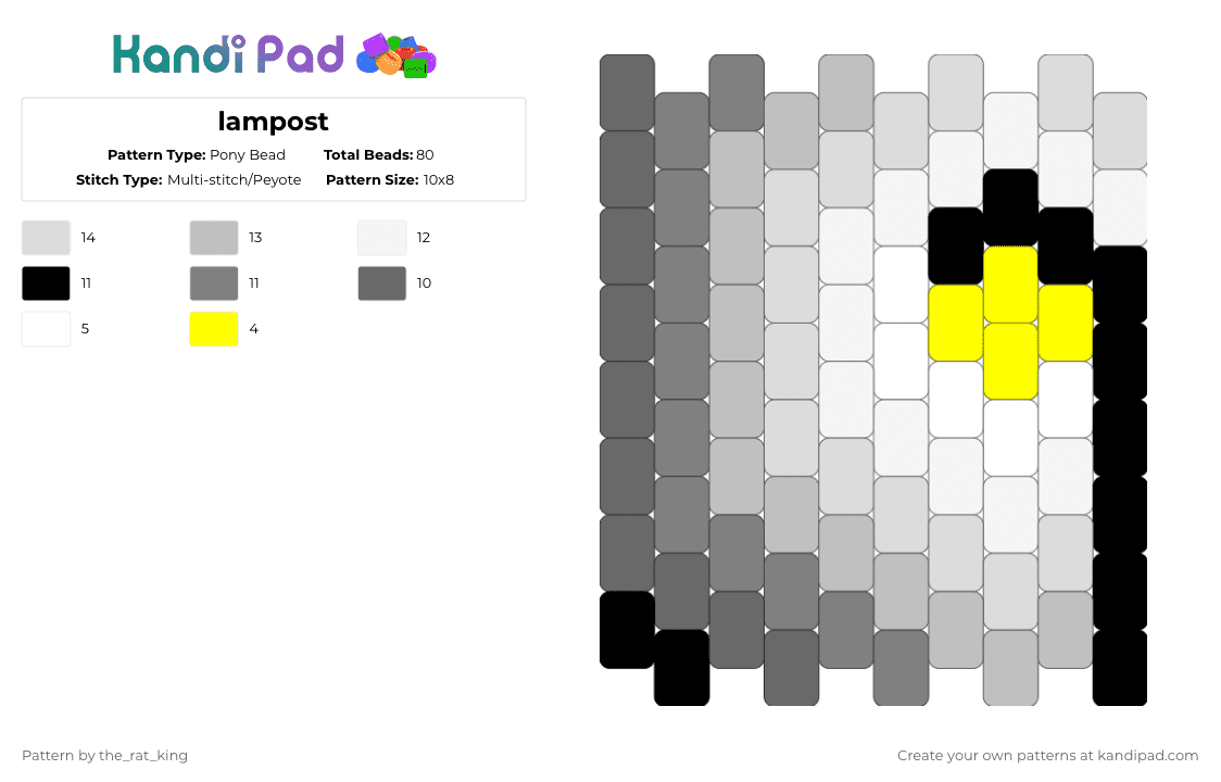 lampost - Pony Bead Pattern by the_rat_king on Kandi Pad - beige,gray,cotdlamps,meep,light,gradient,lamp,cotd