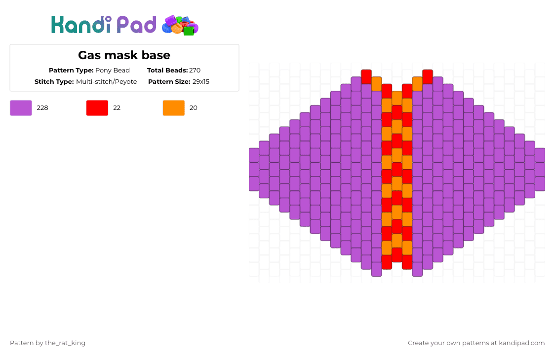 Gas mask base - Pony Bead Pattern by the_rat_king on Kandi Pad - pink,gas,mask,base,gas mask base,gas mask