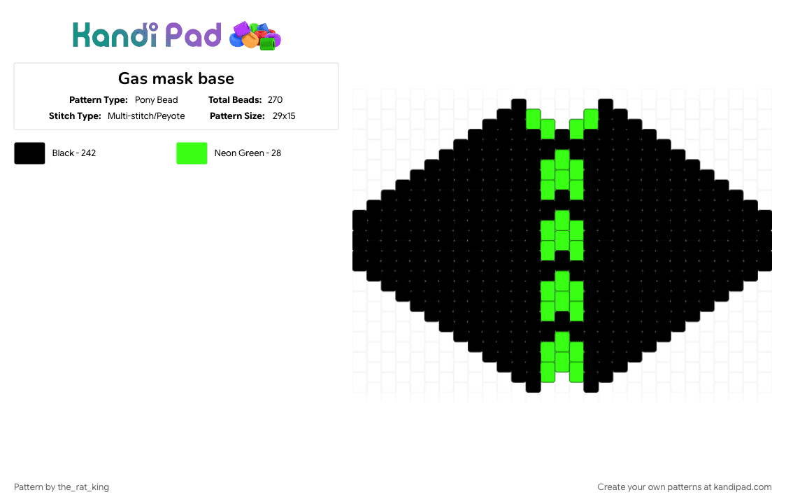 Gas mask base - Pony Bead Pattern by the_rat_king on Kandi Pad - base, black, gas, gas mask, gas mask base, mask