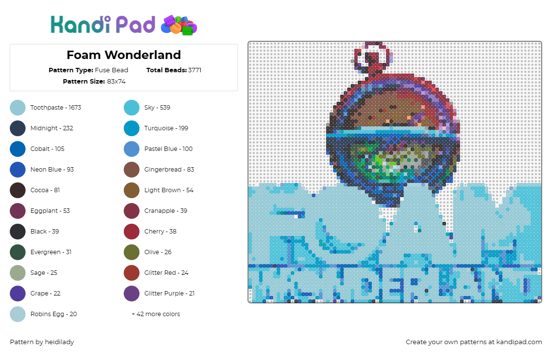 Foam Wonderland - Fuse Bead Pattern by heidilady on Kandi Pad - foam wonderland,music,edm,rave,festival,vibrant,colorful,blue