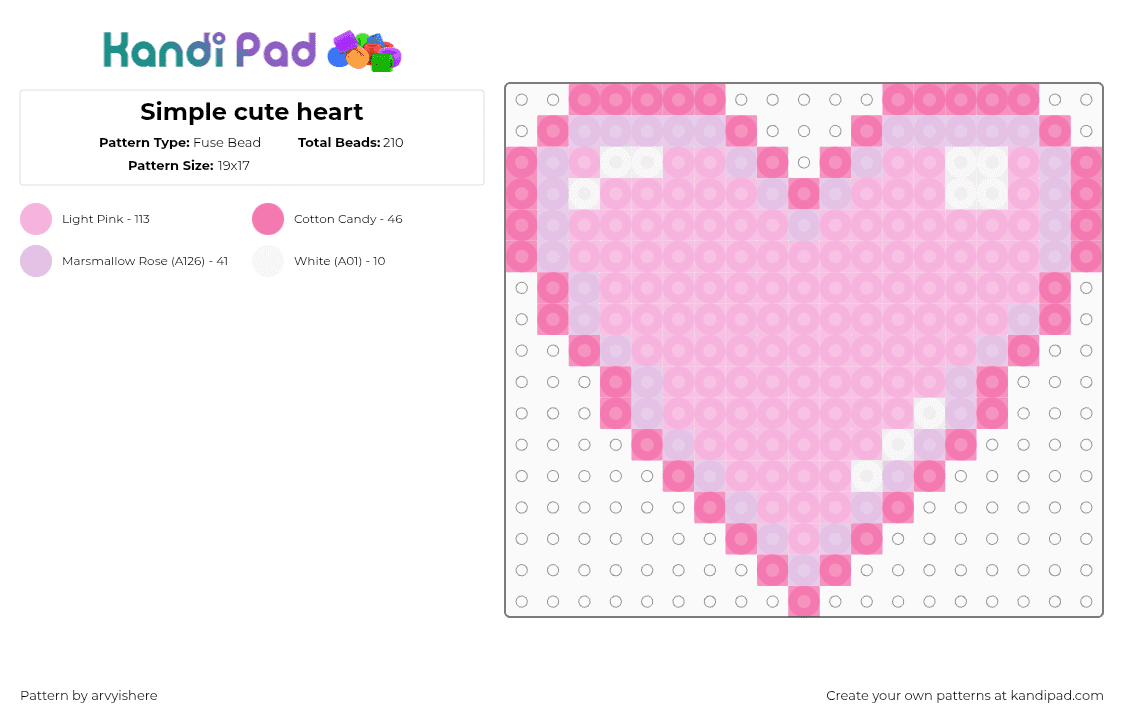 Simple cute heart - Fuse Bead Pattern by arvyishere on Kandi Pad - heart,love,valentine,charm,pink