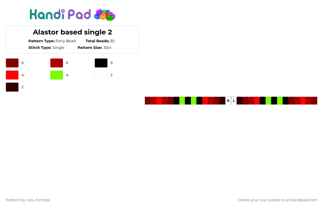 Alastor based single 2 - Pony Bead Pattern by neo_micheal on Kandi Pad - brown,red