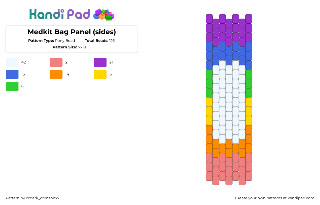 Medkit Bag Panel (sides) - Pony Bead Pattern by xxdark_crimsonxx on Kandi Pad - medkit,dandaid,dandys world,bag,panel,colorful,video game