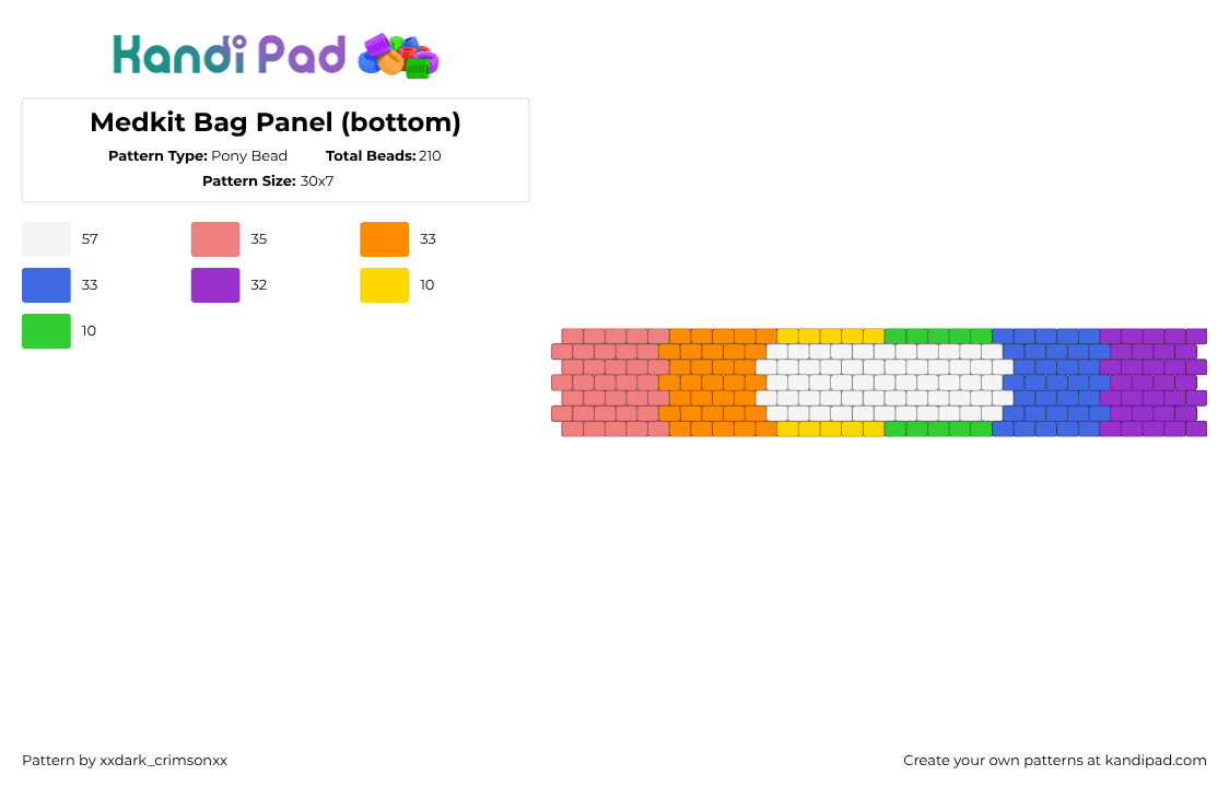 Medkit Bag Panel (bottom) - Pony Bead Pattern by xxdark_crimsonxx on Kandi Pad - medkit,dandaid,dandys world,bag,panel,colorful,video game