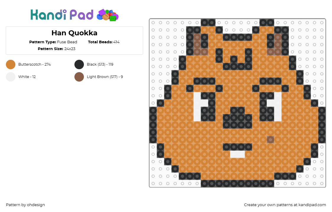 Han Quokka - Fuse Bead Pattern by ohdesign on Kandi Pad - han quokka,skzoo,stray kids,music,character,head,animal,tan