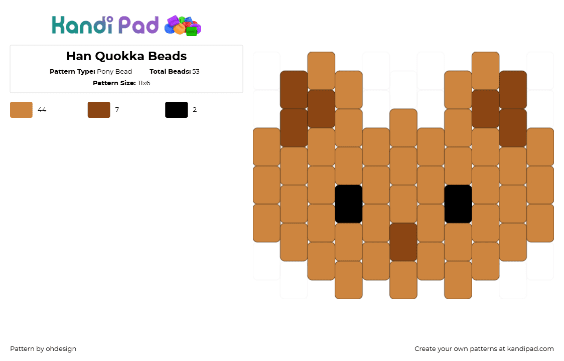 Han Quokka Beads - Pony Bead Pattern by ohdesign on Kandi Pad - han quokka,skzoo,stray kids,music,character,head,animal,charm,tan