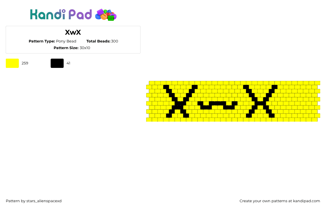 XwX - Pony Bead Pattern by stars_alienspacexd on Kandi Pad - xwx,emoticon,face,cuff,yellow