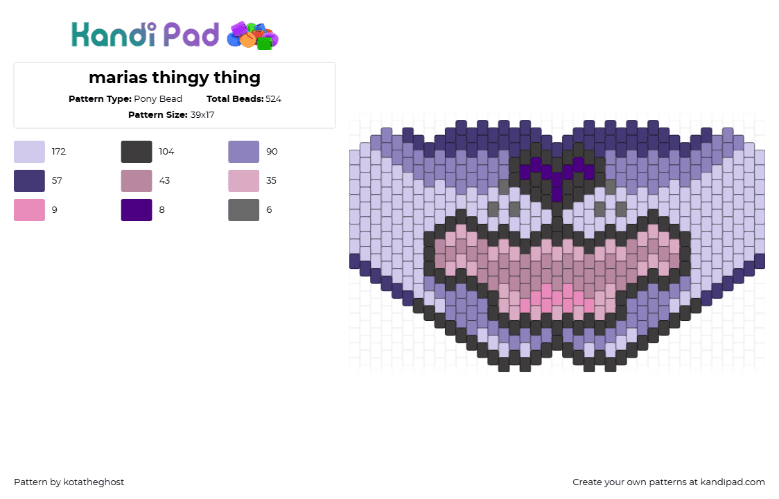 marias thingy thing - Pony Bead Pattern by kotatheghost on Kandi Pad - fursona,mouth,mask,purple