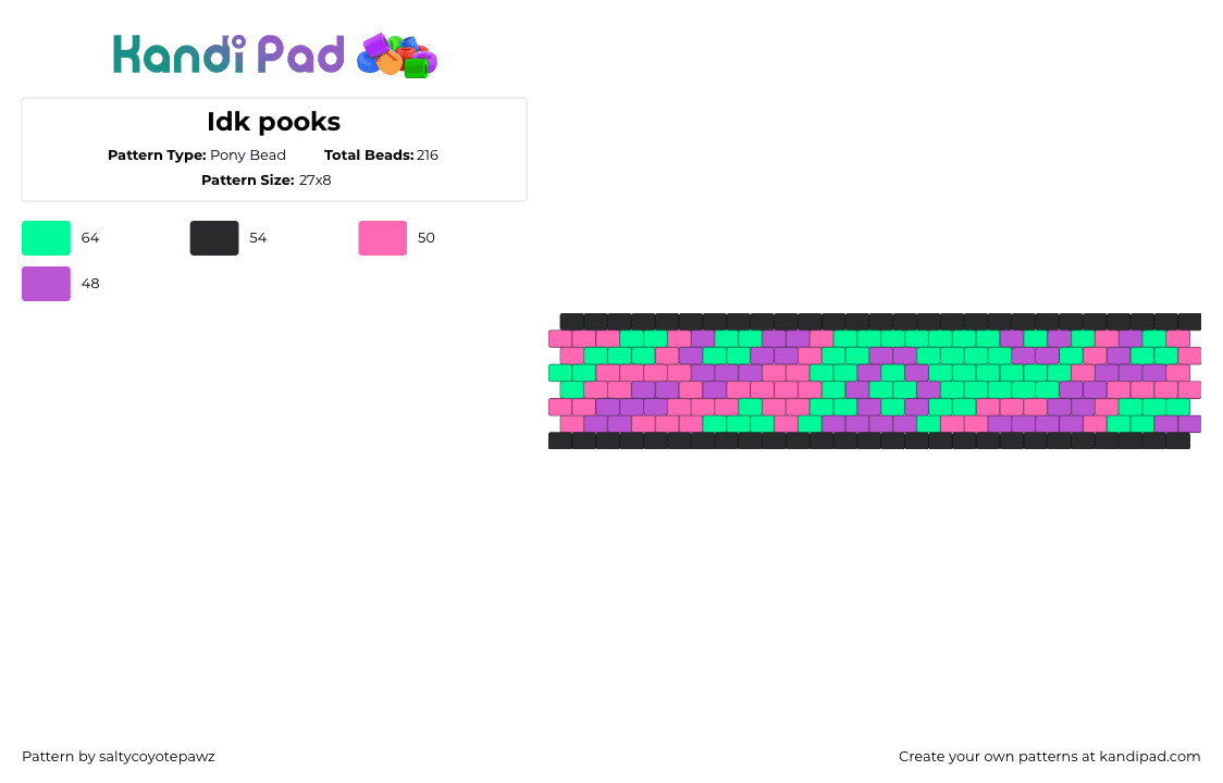 Idk pooks - Pony Bead Pattern by saltycoyotepawz on Kandi Pad - teal,pink