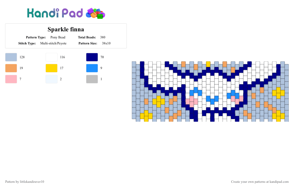 Sparkle finna - Pony Bead Pattern by littlekandiraver10 on Kandi Pad - cinnamoroll,sanrio,light blue,purple