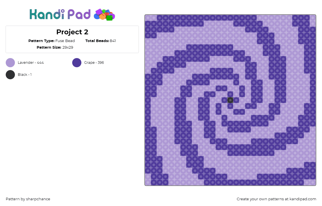 Project 2 - Fuse Bead Pattern by sharpchance on Kandi Pad - spirals,panel