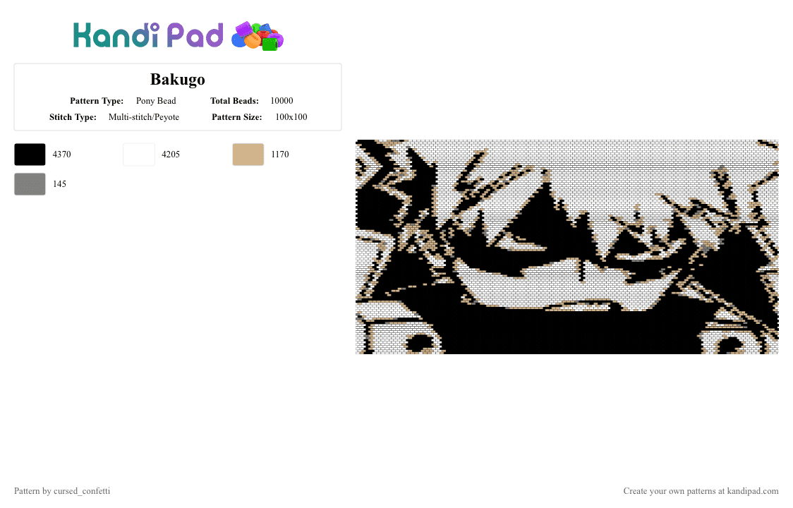 Bakugo - Pony Bead Pattern by cursed_confetti on Kandi Pad - 