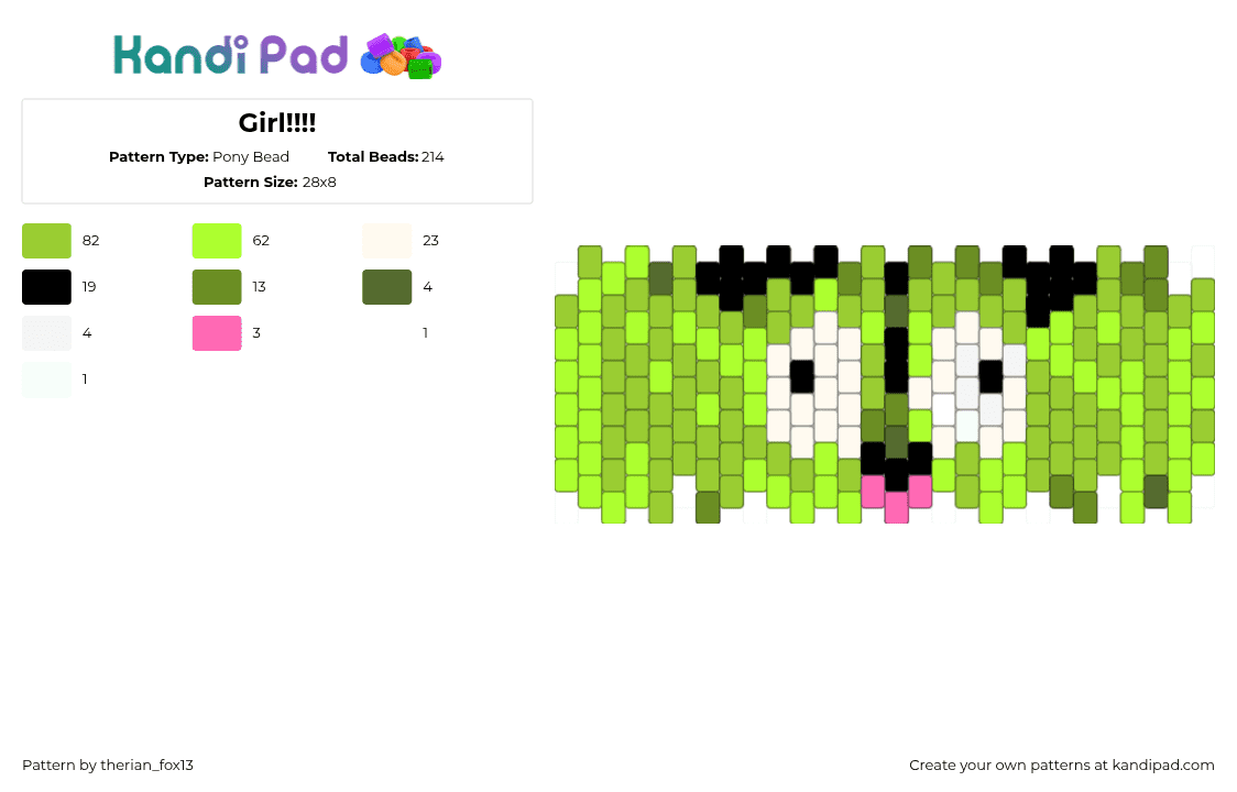 Girl!!!! - Pony Bead Pattern by therian_fox13 on Kandi Pad - 