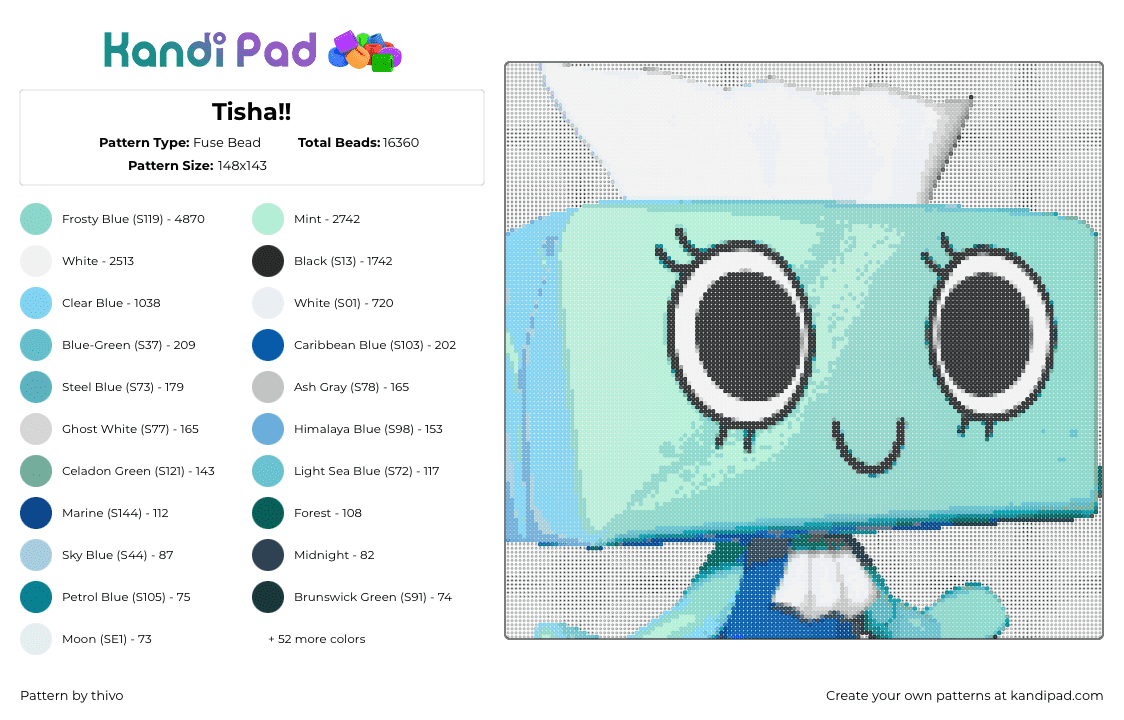 Tisha!! - Fuse Bead Pattern by thivo on Kandi Pad - 