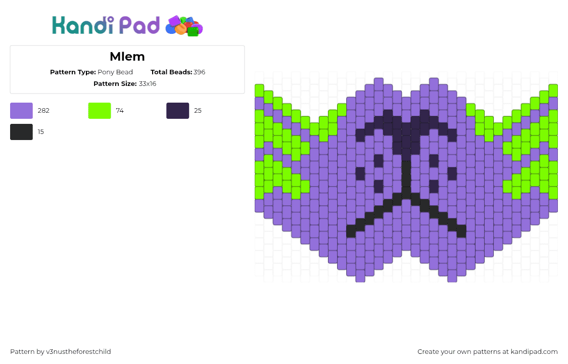 Mlem - Pony Bead Pattern by v3nustheforestchild on Kandi Pad - furry,mouth,mask,purple,green