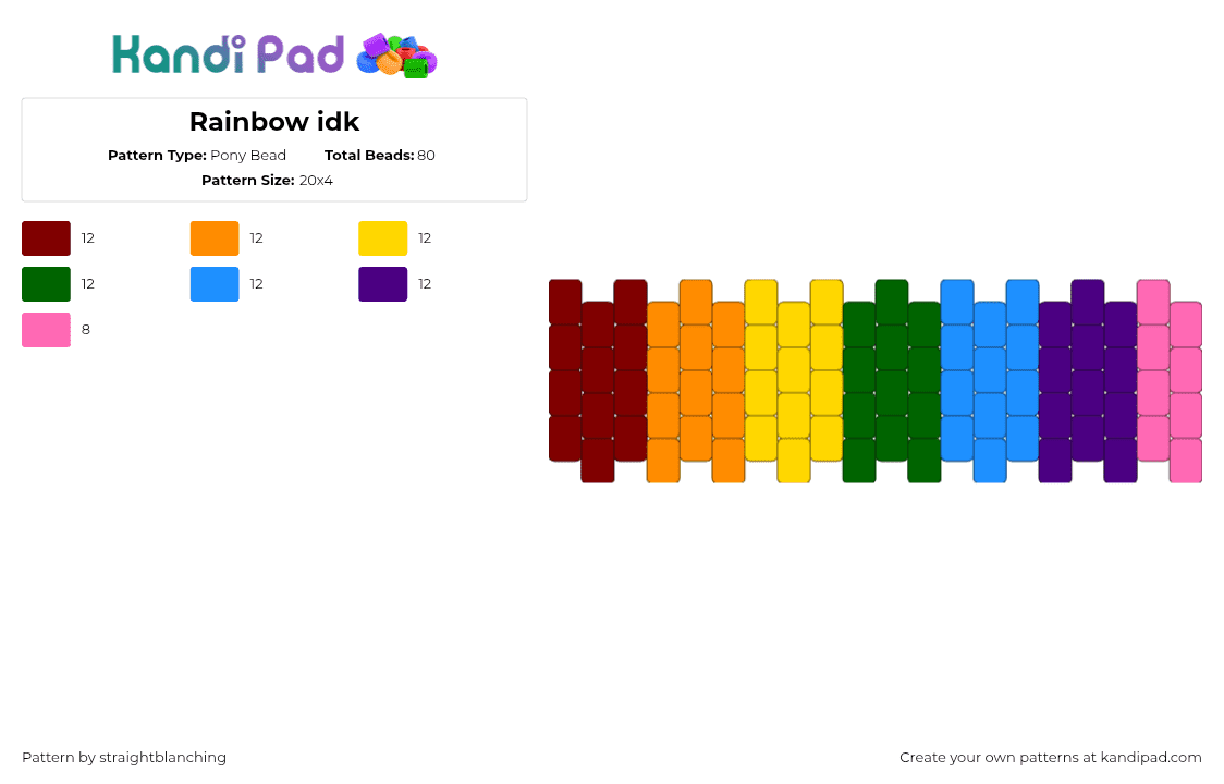 Rainbow idk - Pony Bead Pattern by straightblanching on Kandi Pad - 