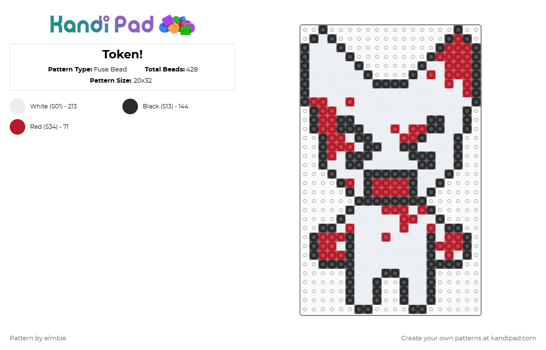 Token! - Fuse Bead Pattern by elmbie on Kandi Pad - white