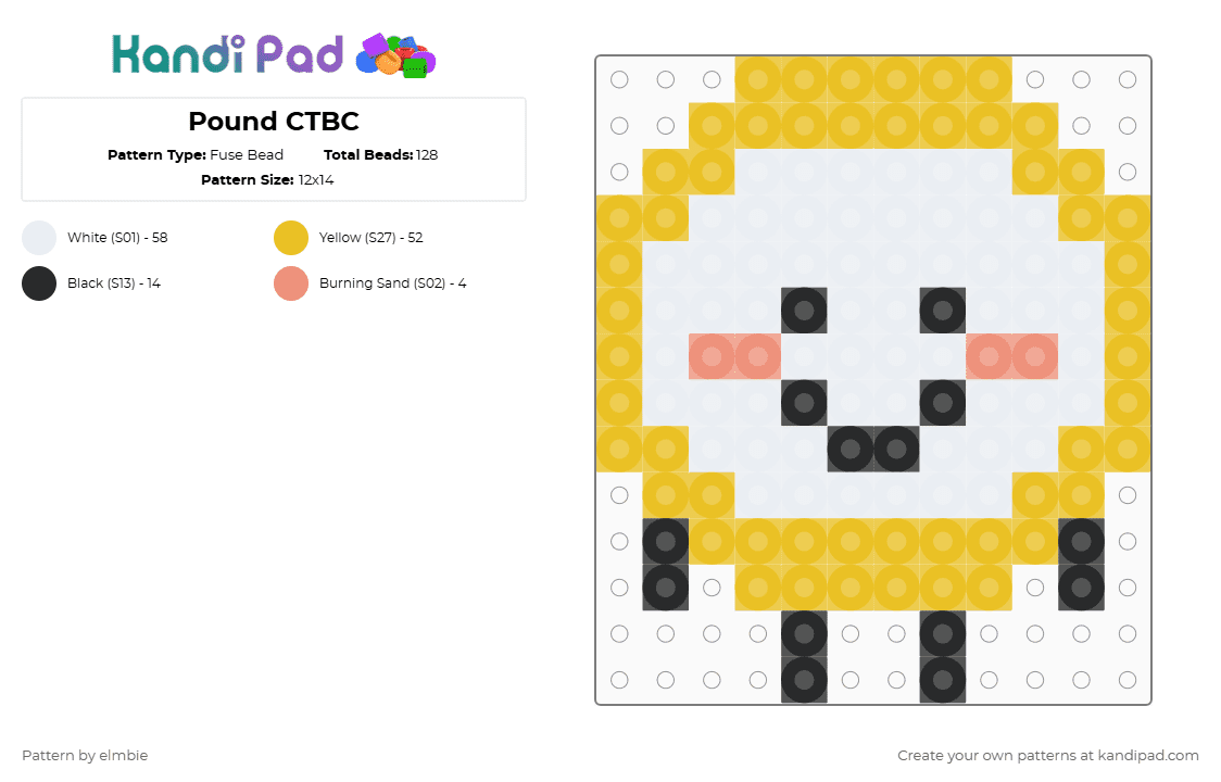 Pound CTBC - Fuse Bead Pattern by elmbie on Kandi Pad - yellow