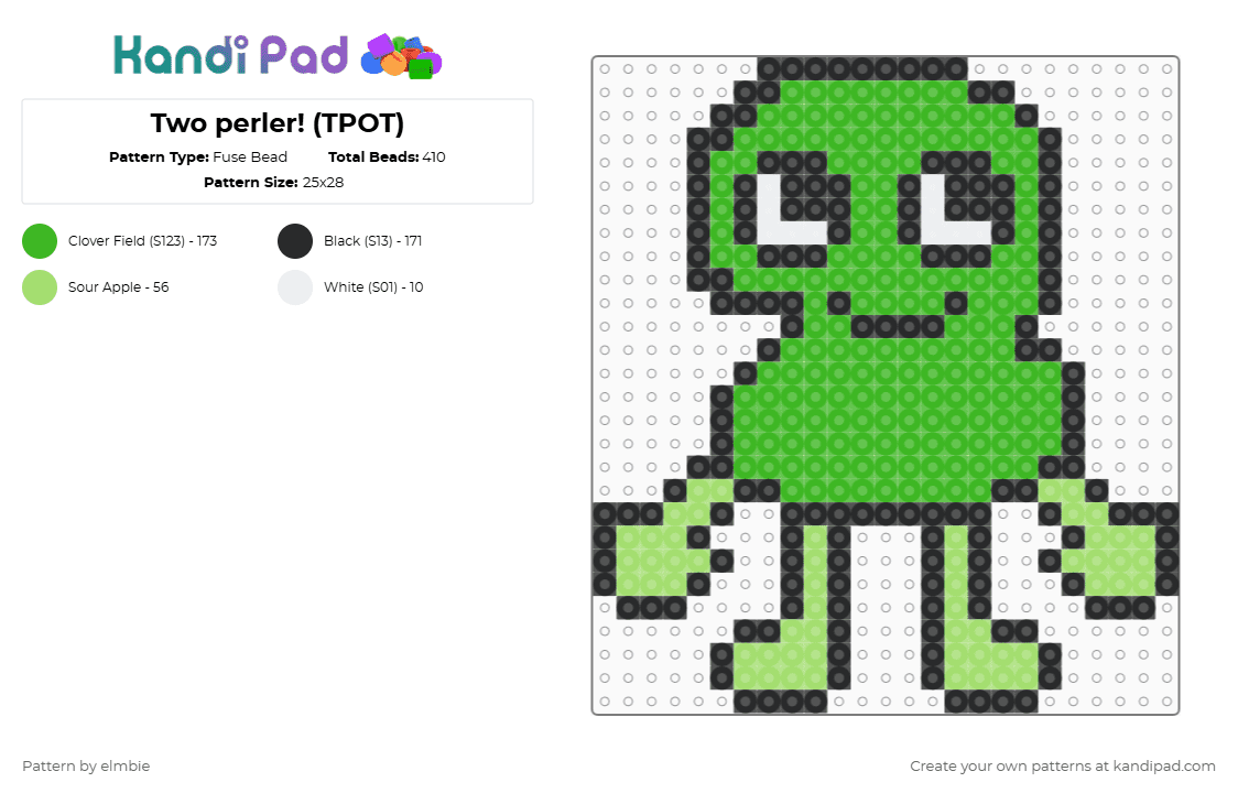 Two perler! (TPOT) - Fuse Bead Pattern by elmbie on Kandi Pad - green