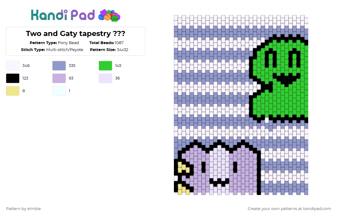 Two and Gaty tapestry ??? - Pony Bead Pattern by elmbie on Kandi Pad - pink