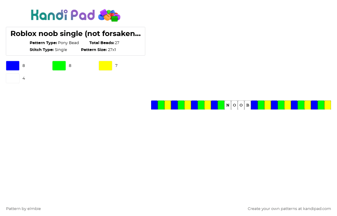 Roblox noob single (not forsaken related) - Pony Bead Pattern by elmbie on Kandi Pad - purple,green