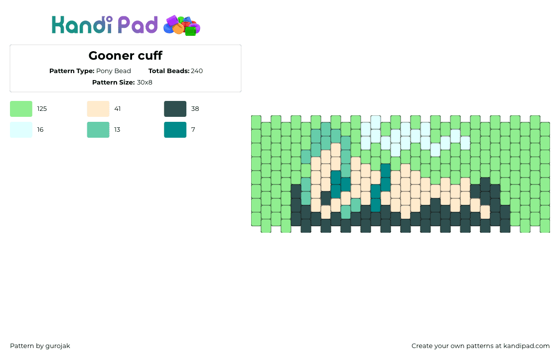 Gooner cuff - Pony Bead Pattern by gurojak on Kandi Pad - 