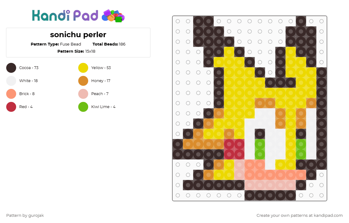 sonichu perler - Fuse Bead Pattern by gurojak on Kandi Pad - yellow,brown