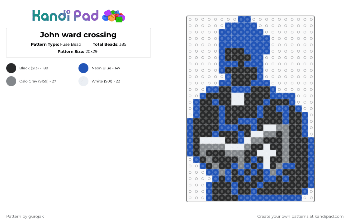John ward crossing - Fuse Bead Pattern by gurojak on Kandi Pad - blue