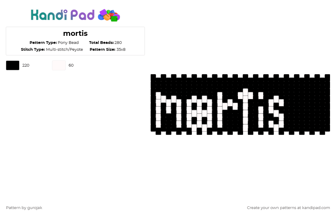 mortis - Pony Bead Pattern by gurojak on Kandi Pad - black