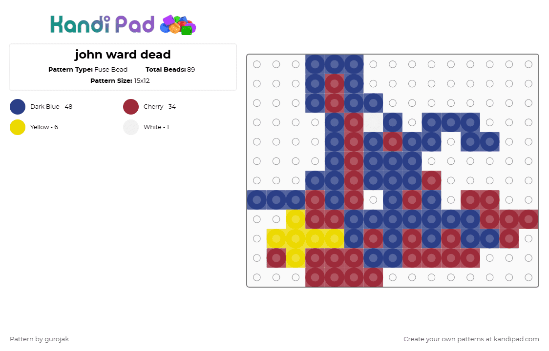 john ward dead - Fuse Bead Pattern by gurojak on Kandi Pad - blue,red