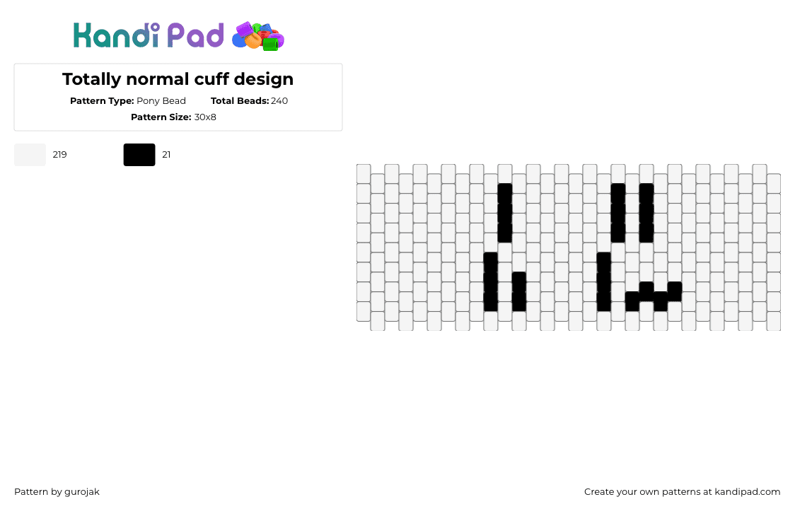 Totally normal cuff design - Pony Bead Pattern by gurojak on Kandi Pad - 