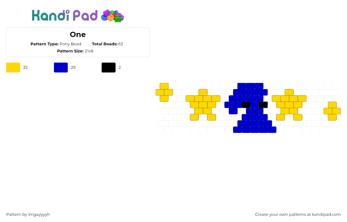 One - Pony Bead Pattern by imgayyyyh on Kandi Pad - 