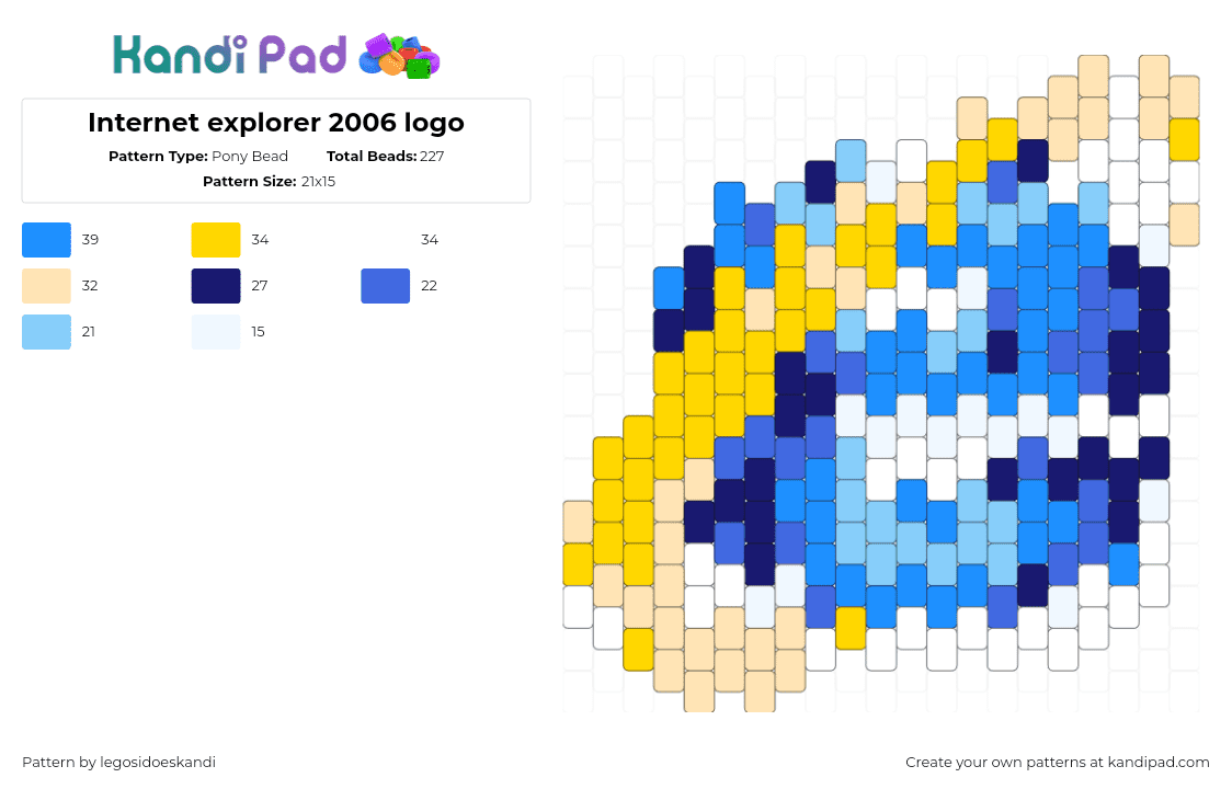 Internet explorer 2006 logo - Pony Bead Pattern by legosidoeskandi on Kandi Pad - light blue, yellow