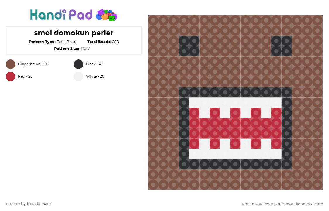 smol domokun perler - Fuse Bead Pattern by bl00dy_c4ke on Kandi Pad - tan